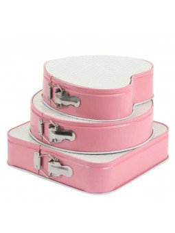 Moldes Para Pastel: Cuadrado, Redondo, Corazón Color Rosa 24, 26 y 28cm