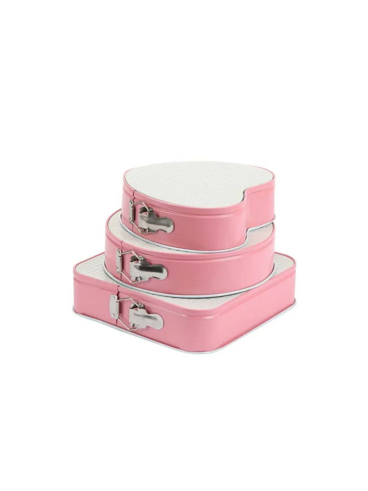 Moldes Para Pastel: Cuadrado, Redondo, Corazón Color Rosa 24, 26 y 28cm