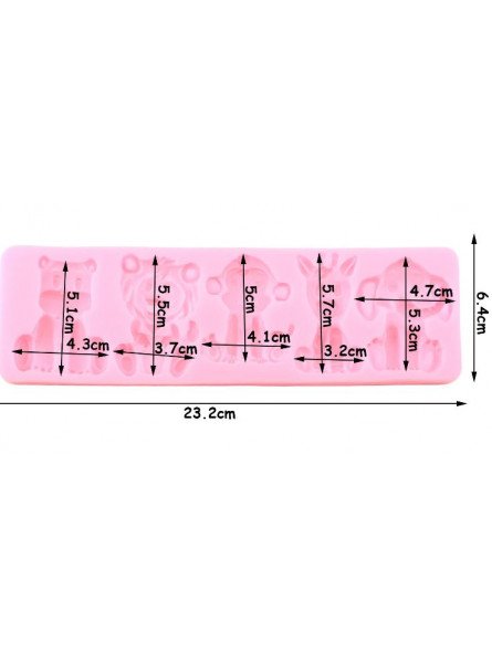 Molde De Silicón Fondant: León, Jirafa, Chango y Elefante 21x6.5cm