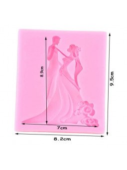 Molde De Silicón Fondant Boda Pareja De Novios 9.2x7.7cm