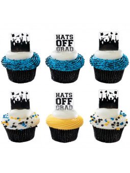 Palillos Decorativos de Cupcake Graduación 12 Pzs