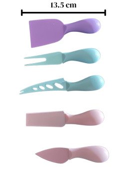 Mini Cuchillos Para Queso Colores 5 Pzs Acero