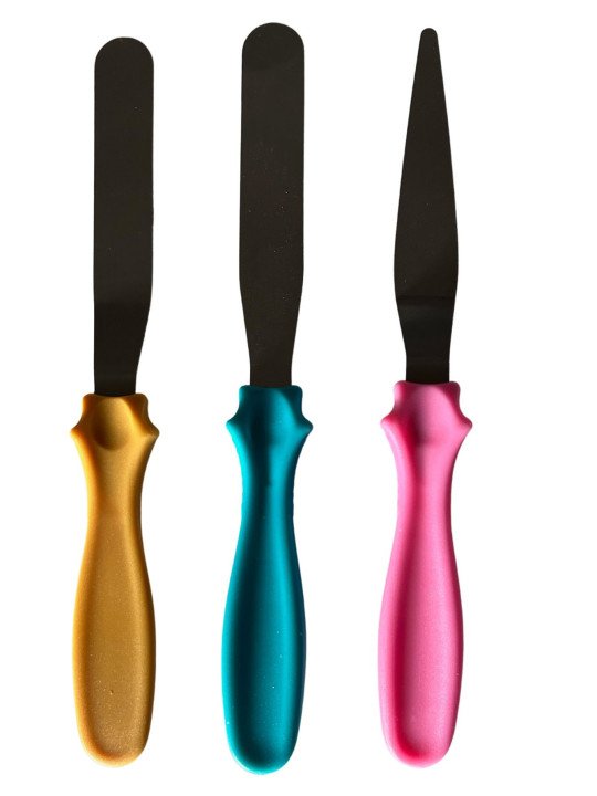 Mini Espátulas Para Galletas, Glaseado Mango De Colores 3 Pzs