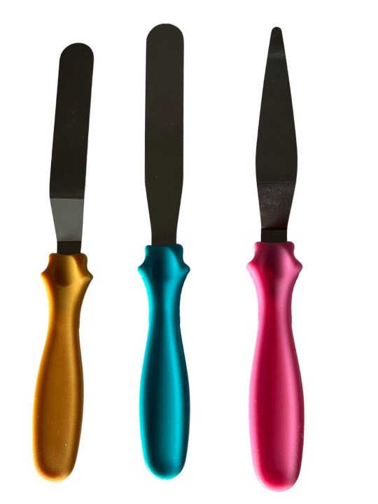 Mini Espátulas Para Galletas, Glaseado Mango De Colores 3 Pzs