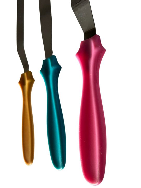 Mini Espátulas Para Galletas, Glaseado Mango De Colores 3 Pzs