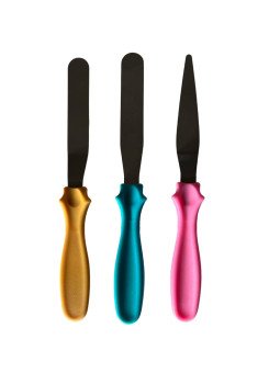 Mini Espátulas Para Galletas, Glaseado Mango De Colores 3 Pzs