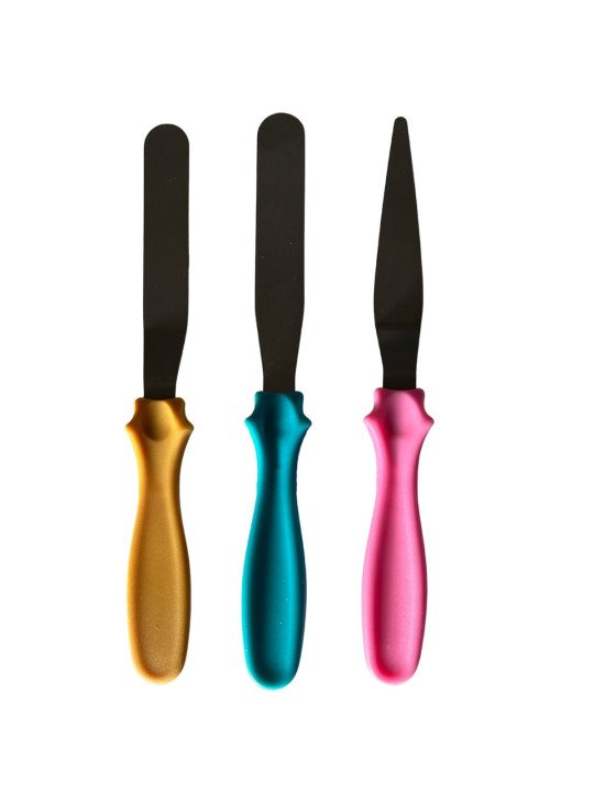 Mini Espátulas Para Galletas, Glaseado Mango De Colores 3 Pzs