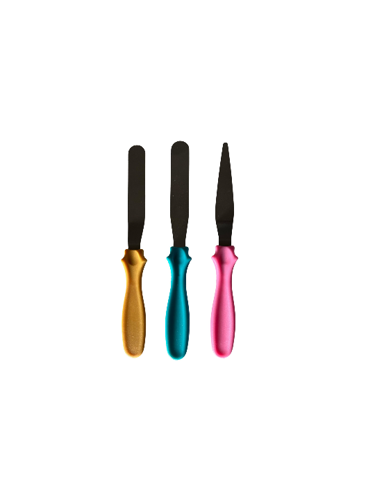 Mini Espátulas Para Galletas, Glaseado Mango De Colores 3 Pzs