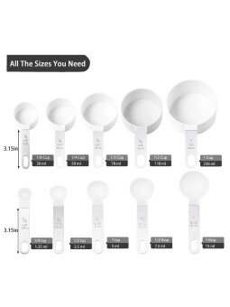 Cucharas y Tazas Medidoras Elegantes 8 Pzs Mango De Acero