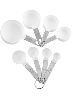 Cucharas y Tazas Medidoras Elegantes 8 Pzs Mango De Acero