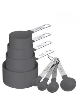 Cucharas y Tazas Medidoras Elegantes 8 Pzs Mango De Acero