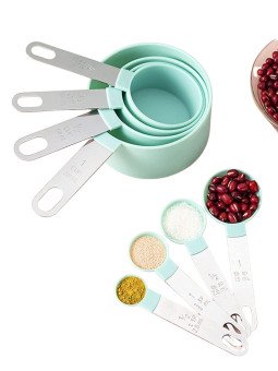 Cucharas y Tazas Medidoras Elegantes 8 Pzs Mango De Acero