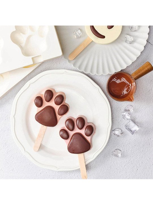 Molde Silicón Paleta Huella De Perro Con Palitos 4 Cavidades Molde Silicón Paleta Huella De Perro Con Palitos 4 Cavidades