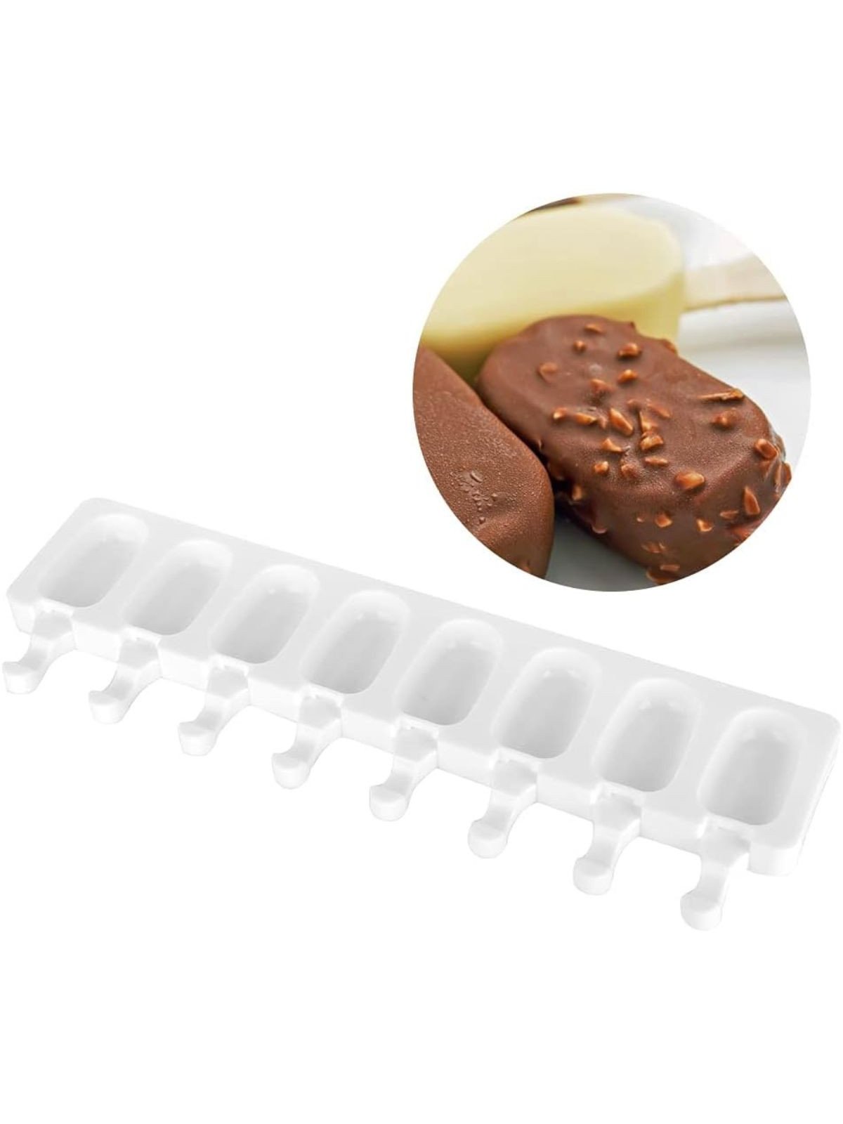 Molde De Silicón Mini Paleta Magnum 8 Cavidades Con Palitos