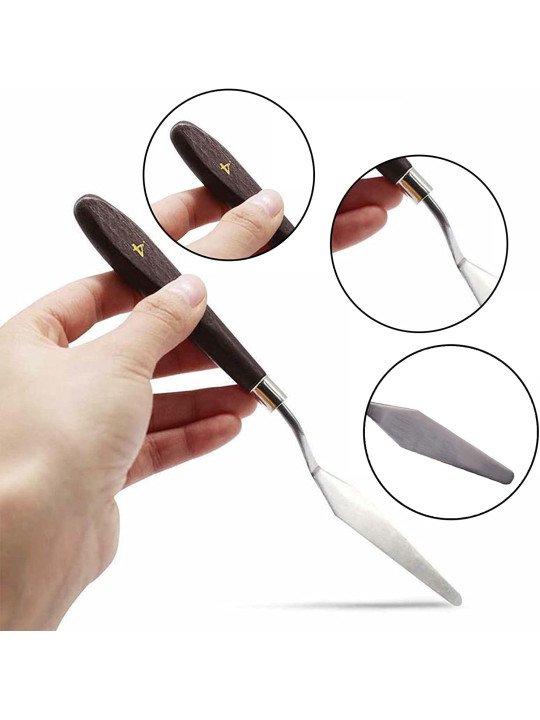 Mini Espátulas De Acero Con Mango de Madera 5 pzs Mini Espátulas De Acero Con Mango de Madera 5 pzs