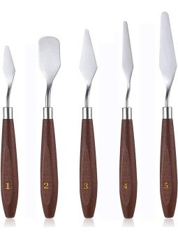 Mini Espátulas De Acero Con Mango de Madera 5 pzs