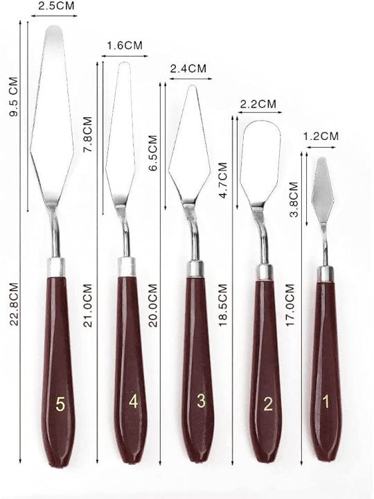 Mini Espátulas De Acero Con Mango de Madera 5 pzs