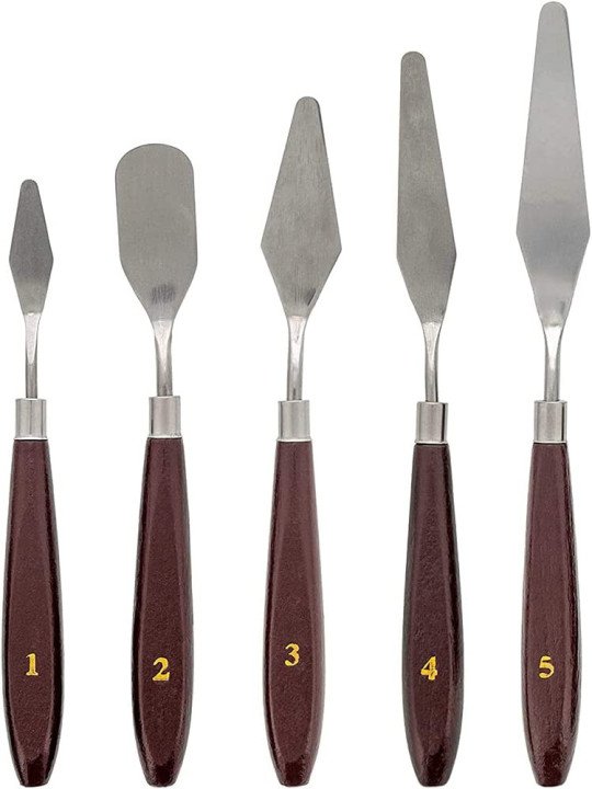Mini Espátulas De Acero Con Mango de Madera 5 pzs Mini Espátulas De Acero Con Mango de Madera 5 pzs