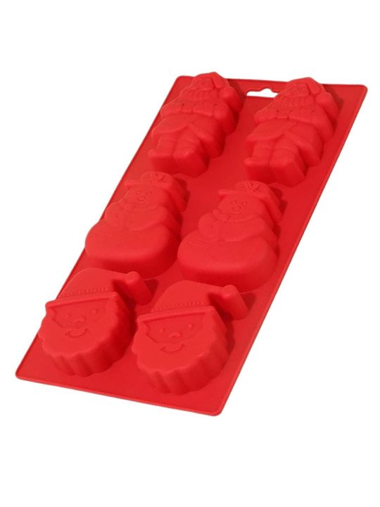 Molde De Silicón Navideño Pastelitos: Santa Claus y Muñeco de Nieve 6 Cavidades Molde De Silicón Navideño Pastelitos: Santa Claus y Muñeco de Nieve 6 Cavidades