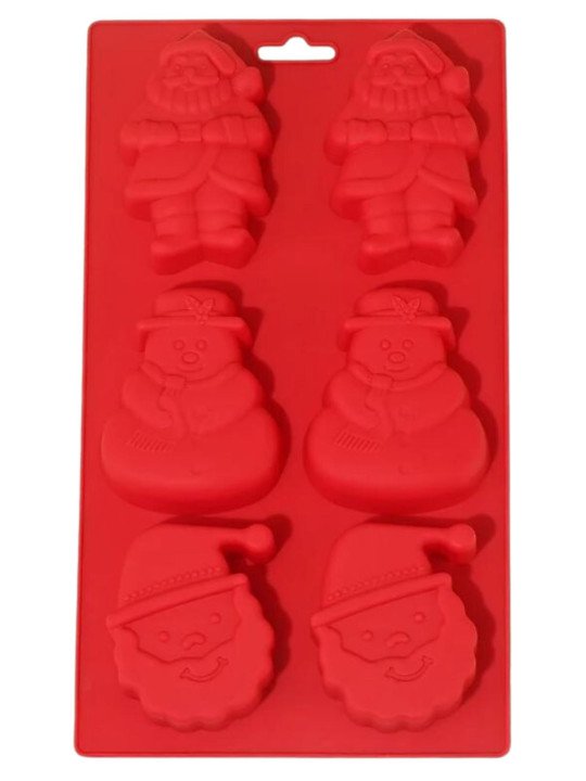 Molde De Silicón Navideño Pastelitos: Santa Claus y Muñeco de Nieve 6 Cavidades Molde De Silicón Navideño Pastelitos: Santa Claus y Muñeco de Nieve 6 Cavidades