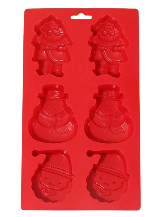 Molde De Silicón Navideño Pastelitos: Santa Claus y Muñeco de Nieve 6 Cavidades Molde De Silicón Navideño Pastelitos: Santa Claus y Muñeco de Nieve 6 Cavidades