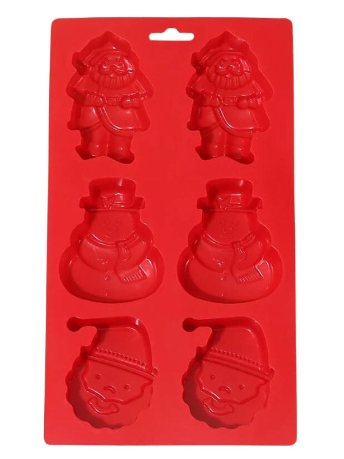 Molde De Silicón Navideño Pastelitos: Santa Claus y Muñeco de Nieve 6 Cavidades