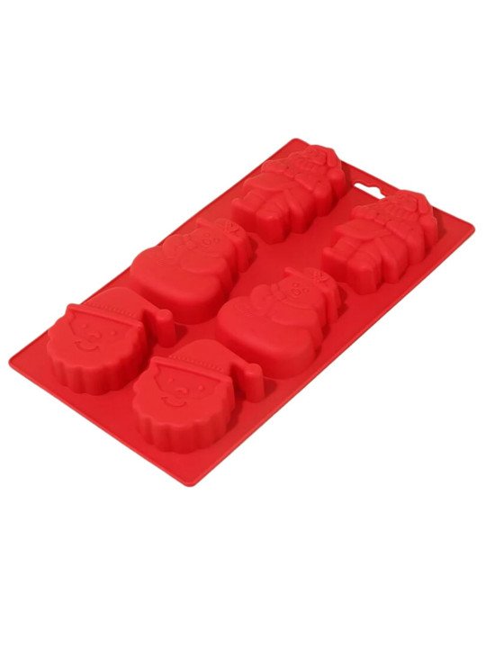 Molde De Silicón Navideño Pastelitos: Santa Claus y Muñeco de Nieve 6 Cavidades Molde De Silicón Navideño Pastelitos: Santa Claus y Muñeco de Nieve 6 Cavidades