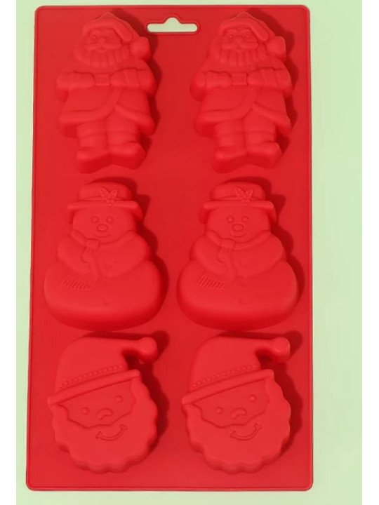 Molde De Silicón Navideño Pastelitos: Santa Claus y Muñeco de Nieve 6 Cavidades Molde De Silicón Navideño Pastelitos: Santa Claus y Muñeco de Nieve 6 Cavidades