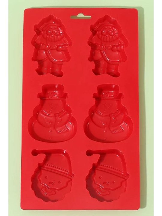 Molde De Silicón Navideño Pastelitos: Santa Claus y Muñeco de Nieve 6 Cavidades Molde De Silicón Navideño Pastelitos: Santa Claus y Muñeco de Nieve 6 Cavidades