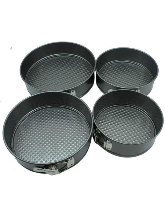 Moldes Para Pastel Redondos Desmontables Antiadherentes 4 Pzs Ø18, 20, 22 y 24 cm Altura: 6.5cm Moldes Para Pastel Redondos Desmontables Antiadherentes 4 Pzs Ø18, 20, 22 y 24 cm Altura: 6.5cm