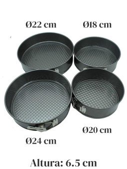 Moldes Para Pastel Redondos Desmontables Antiadherentes 4 Pzs Ø18, 20, 22 y 24 cm Altura: 6.5cm