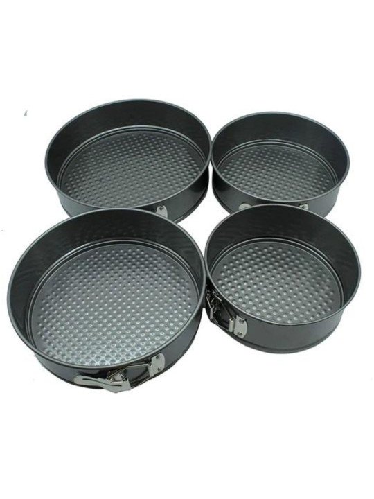 Moldes Para Pastel Redondos Desmontables Antiadherentes 4 Pzs Ø18, 20, 22 y 24 cm Altura: 6.5cm Moldes Para Pastel Redondos Desmontables Antiadherentes 4 Pzs Ø18, 20, 22 y 24 cm Altura: 6.5cm