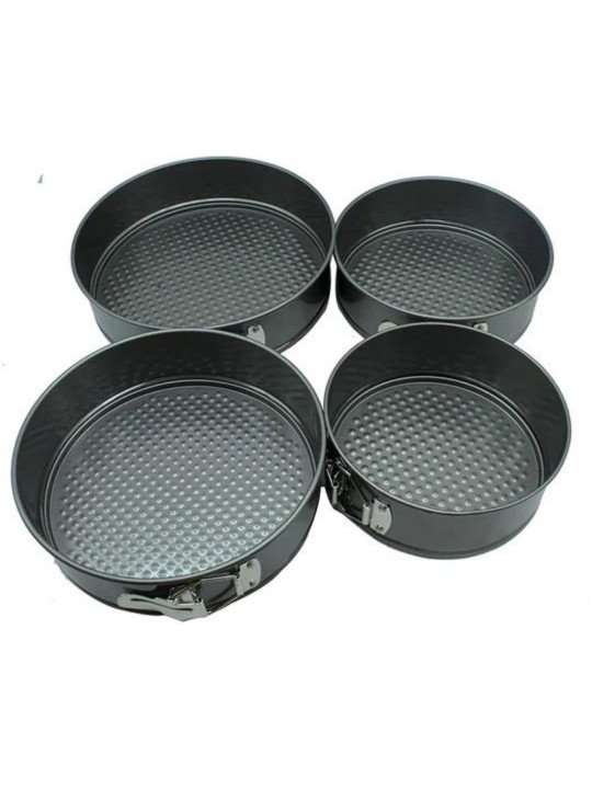 Moldes Para Pastel Redondos Desmontables Antiadherentes 4 Pzs Ø18, 20, 22 y 24 cm Altura: 6.5cm