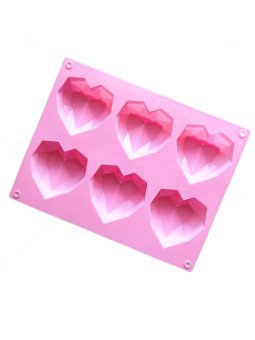 Molde De Silicón Corazón Diamante 22x17cm 6 Cavidades