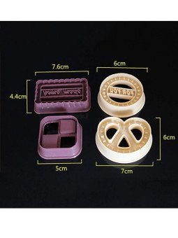 Cortadores De Galleta: Pretzel, For You, Home Made y Cuadrado 4 Pzs