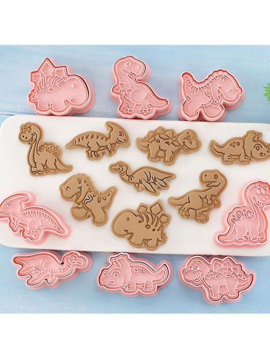 Cortadores y Prensa Para Galletas Dinosaurios: Plesosaurio, T-Rex, Brontosaurio, Triceratops, Velociraptor 16 Pzs Cortadores y Prensa Para Galletas Dinosaurios: Plesosaurio, T-Rex, Brontosaurio, Triceratops, Velociraptor 16 Pzs