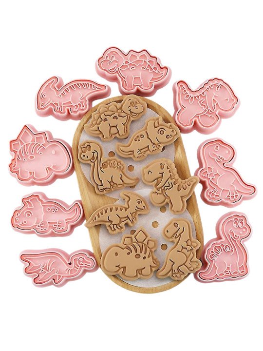 Cortadores y Prensa Para Galletas Dinosaurios: Plesosaurio, T-Rex, Brontosaurio, Triceratops, Velociraptor 16 Pzs Cortadores y Prensa Para Galletas Dinosaurios: Plesosaurio, T-Rex, Brontosaurio, Triceratops, Velociraptor 16 Pzs