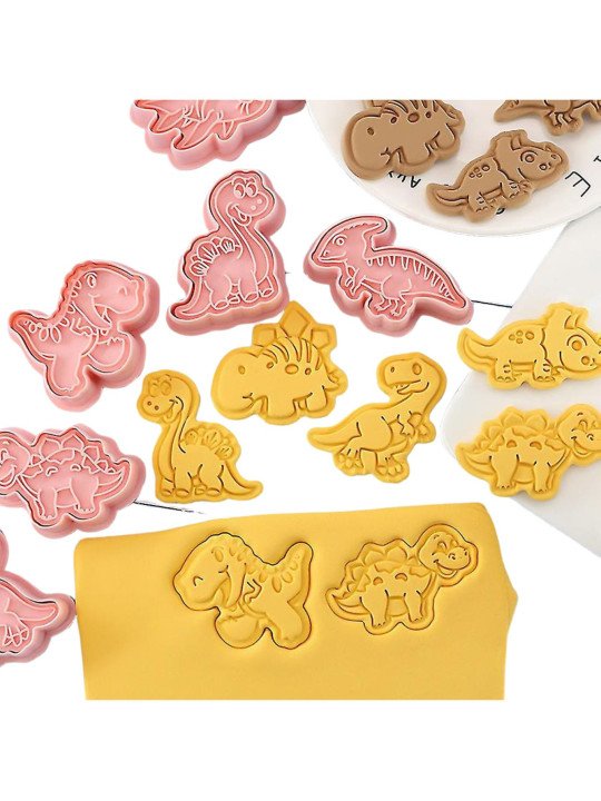 Cortadores y Prensa Para Galletas Dinosaurios: Plesosaurio, T-Rex, Brontosaurio, Triceratops, Velociraptor 16 Pzs Cortadores y Prensa Para Galletas Dinosaurios: Plesosaurio, T-Rex, Brontosaurio, Triceratops, Velociraptor 16 Pzs