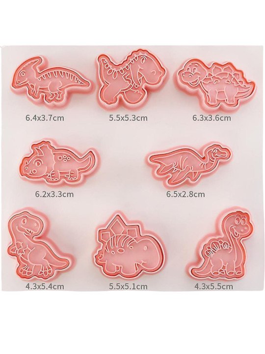 Cortadores y Prensa Para Galletas Dinosaurios: Plesosaurio, T-Rex, Brontosaurio, Triceratops, Velociraptor 16 Pzs Cortadores y Prensa Para Galletas Dinosaurios: Plesosaurio, T-Rex, Brontosaurio, Triceratops, Velociraptor 16 Pzs