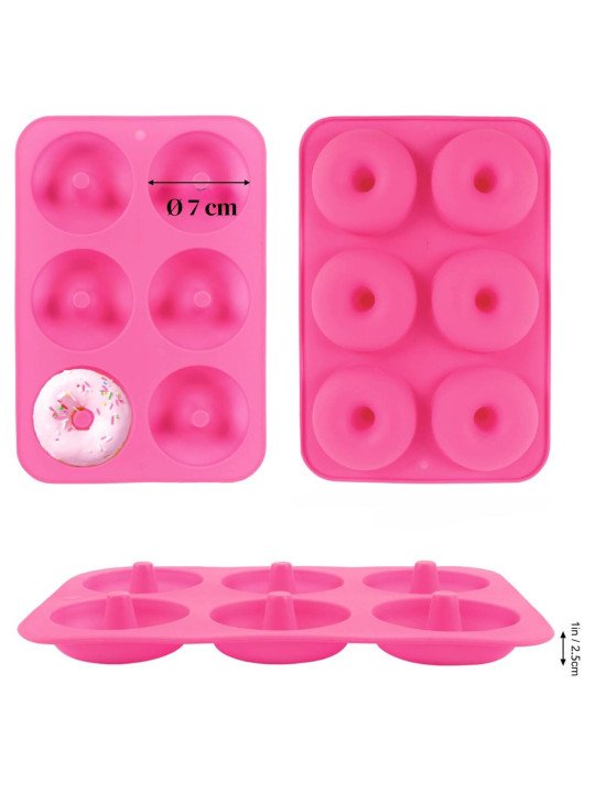 Molde De Silicón Para Mini Donas Ø 7cm 6 Cavidades