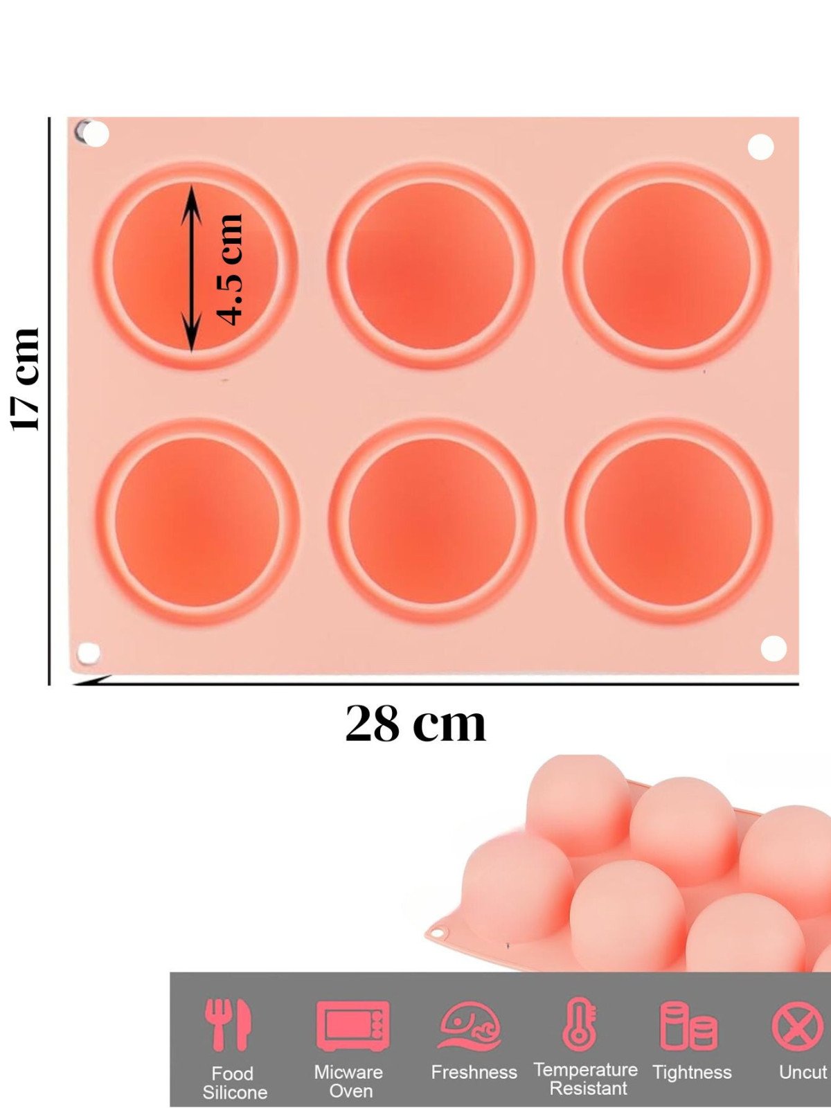 Molde De Silicón Bomba Esfera 3D 6 Cavidades Ø6cm
