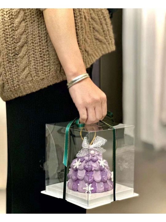 Caja Transportadora Para Pastel De Acetato Con Base Cuadrada