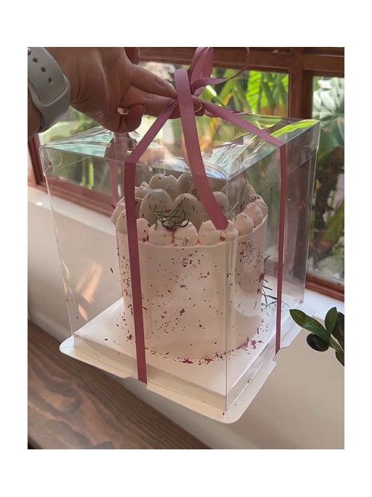 Caja Transportadora Para Pastel De Acetato Con Base Cuadrada