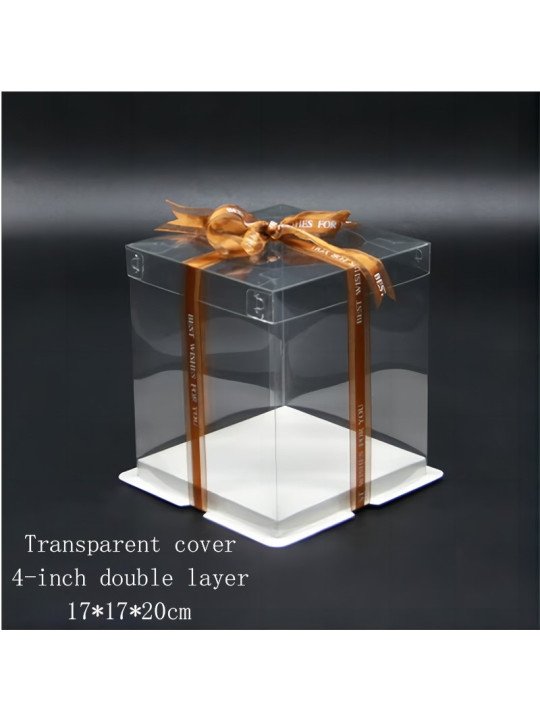 Caja Transportadora Para Pastel De Acetato Con Base Cuadrada