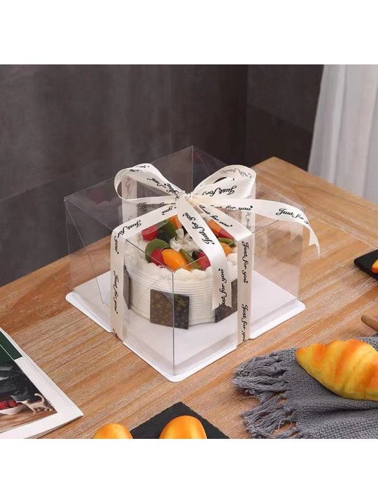 Caja Transportadora Para Pastel De Acetato Con Base Cuadrada