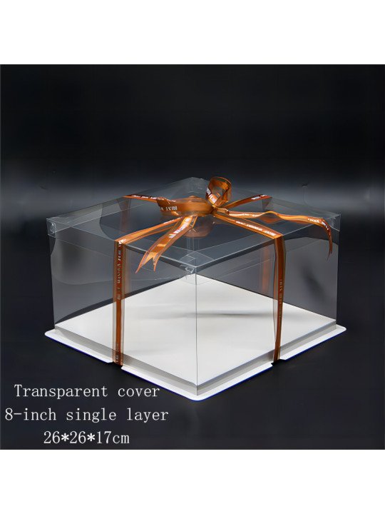 Caja Transportadora Para Pastel De Acetato Con Base Cuadrada