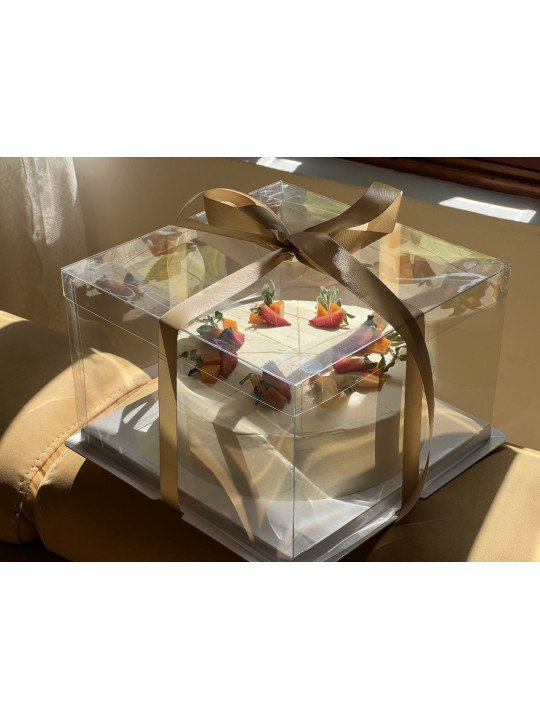 Caja Transportadora Para Pastel De Acetato Con Base Cuadrada