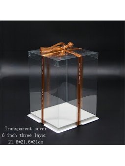 Caja Alta Transportadora Para Pastel De Acetato Con Base Cuadrada