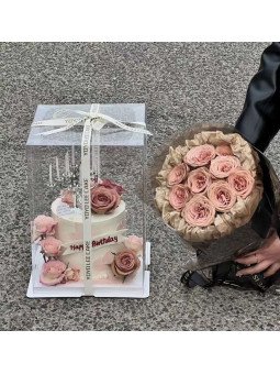 Caja Alta Transportadora Para Pastel De Acetato Con Base Cuadrada