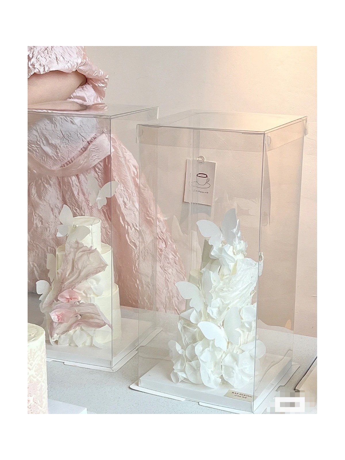 Caja Alta Transportadora Para Pastel De Acetato Con Base Cuadrada